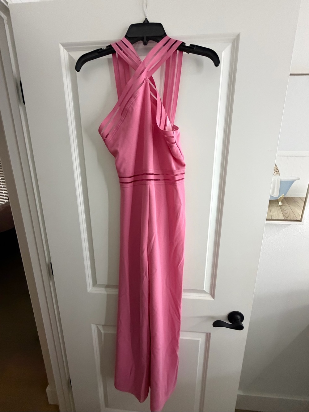 Sleeveless Pink Cross-Back Maxi Dress